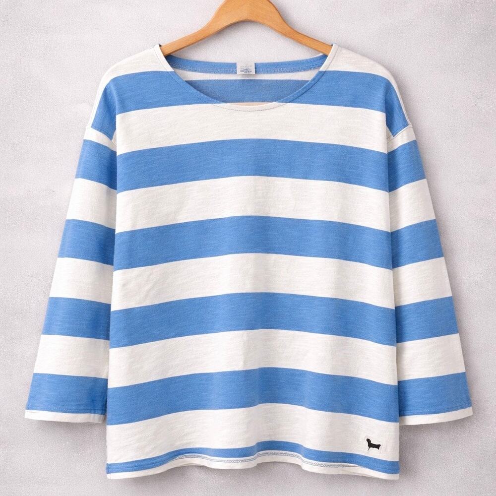 Black Dog Cape Cod Blue White Striped Tee Coastal Long Sleeve Size Large - Picture 3 of 10